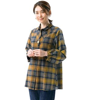 ルフラン（ルフラン）の「選べる♪綿１００％ドビー織ブラウス（ブラウス）」｜イエロー系チェック