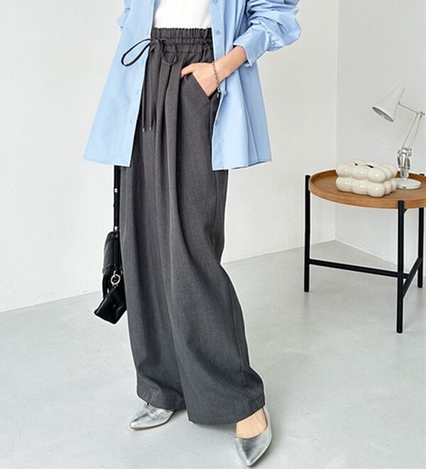 GeeRA（ジーラ）の「【体型カバー】上品なのにラクちんワイドパンツ（フルレングスパンツ）」｜チャコール