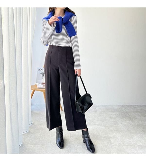 GeeRA（ジーラ）の「美脚ストレッチセミワイドパンツ（ワイドパンツ・ガウチョ）」｜詳細画像