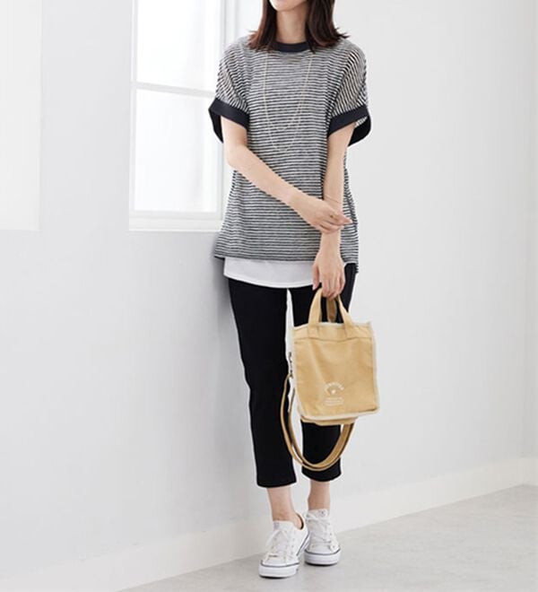 BELLUNA（ベルーナ）の「【２点セット】シアーボーダープルオーバーアンサンブル（アンサンブル）」｜詳細画像