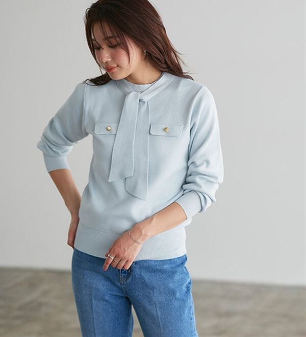 Pierrot（ピエロ）の「ボウタイポケットニット（ニット・セーター）」｜詳細画像