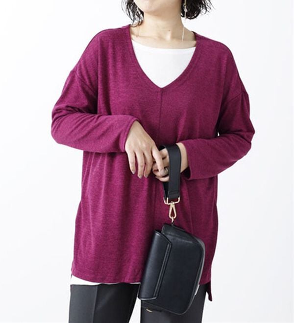 BELLUNA（ベルーナ）の「杢調素材レイヤード風チュニック（チュニック）」｜ラズベリー