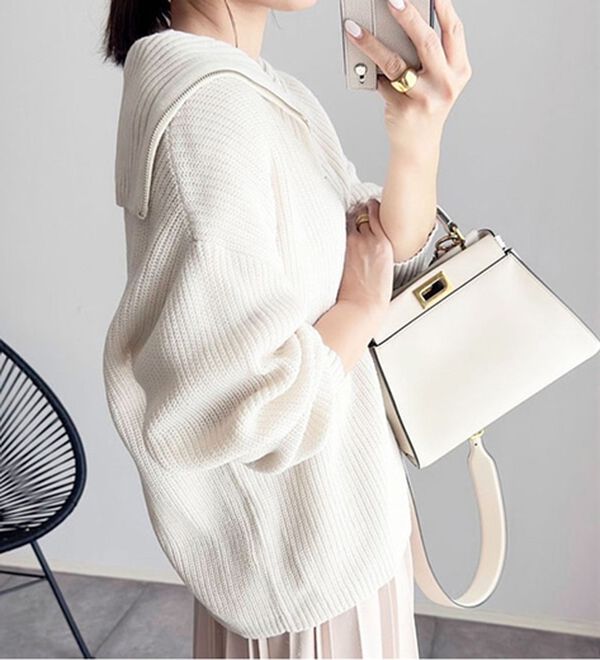 BELLUNA（ベルーナ）の「あぜ編ハーフジップニットプルオーバー（ニット・セーター）」｜詳細画像