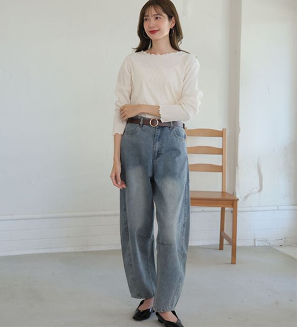 A HAPPY MARILYN（アハッピーマリリン）の「【Ｌ～６Ｌ】Ｒｉｎ こだわったのはシルエットと着心地 すっきり リブ カットソー トップス（カットソー）」｜詳細画像