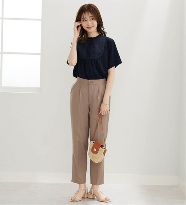 BELLUNA（ベルーナ）の「麻調素材美脚テーパードパンツ（テーパードパンツ）」｜詳細画像