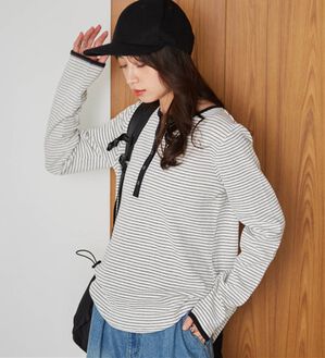 RANAN（ラナン）の「ヘンリーネックワッフルロンＴ（カットソー）」｜ボーダー