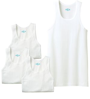 「【４枚組】＜ＧＵＮＺＥ&times;ベルーナ＞素肌の匠（Ｒ）綿１００％風通る冷感インナー（メンズ肌着・インナーウェア）」｜ホワイト4枚組 ランニング