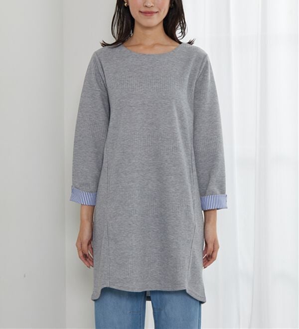 BELLUNA（ベルーナ）の「後ろボタンボーダージャカードワンピース（その他ワンピース）」｜詳細画像