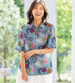 BELLUNA（ベルーナ）の「遊び心はずむ！綿１００％プリントシャツ（シャツ）」｜ツリー