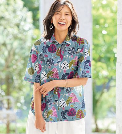 BELLUNA（ベルーナ）の「遊び心はずむ！綿１００％プリントシャツ（シャツ）」