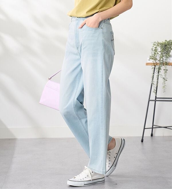 BELLUNA（ベルーナ）の「ヒンヤリ冷感！ライトオンスジーンズ（ワイド）（ワイドパンツ・ガウチョ）」｜詳細画像