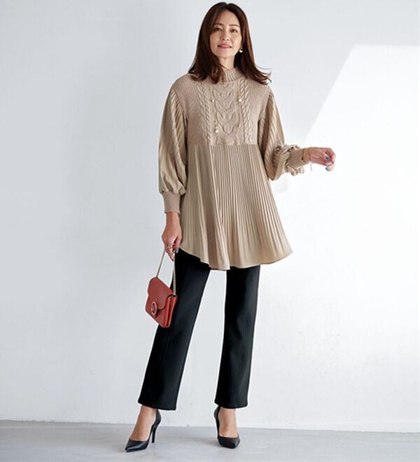 BELLUNA（ベルーナ）の「ハイテンションカルゼ素材美脚パンツ　ストレート（フルレングスパンツ）」｜詳細画像