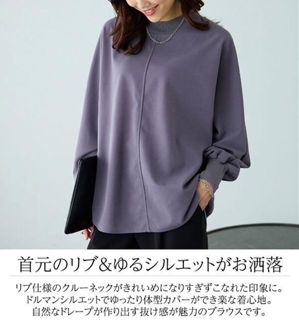 BELLUNA（ベルーナ）の「Ｔシャツ感覚なのにきちんとブラウス見え！カットジョーゼットプルオーバー（ブラウス）」｜詳細画像