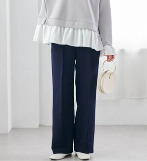 RANAN（ラナン）の「裏起毛美脚シルエットピンタックワイドパンツ（フルレングスパンツ）」｜ネイビー