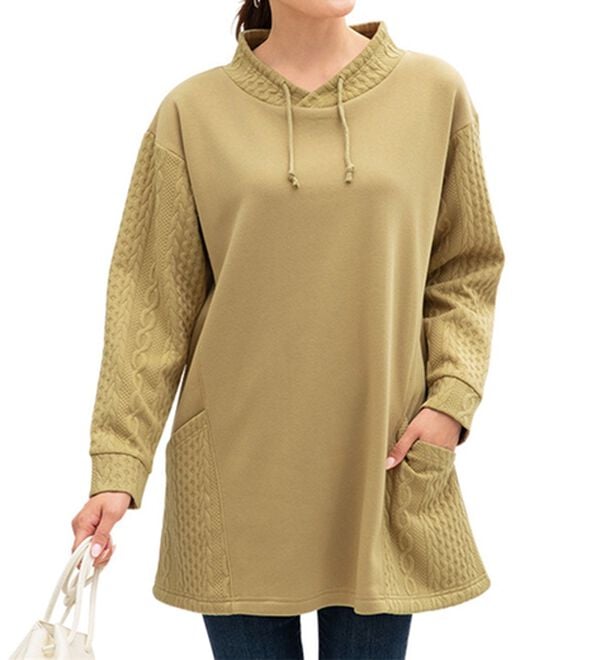 LAVIENNE（ラヴィエンヌ）の「【２枚組】ケーブル切替の裏起毛チュニック（チュニック）」｜詳細画像