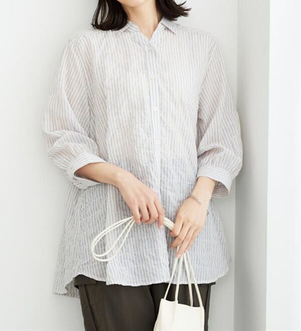 BELLUNA（ベルーナ）の「綿混テンセルぽこぽこシアーシャツチュニック（チュニック）」｜詳細画像