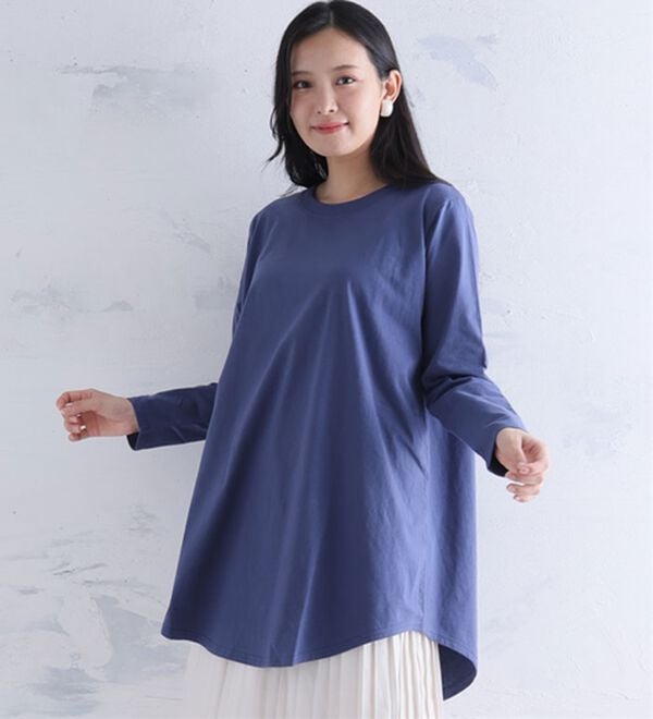 A HAPPY MARILYN（アハッピーマリリン）の「【Ｌ～８Ｌ】裾フレア 綿１００％ 万能 ロング Ｔシャツ（Tシャツ）」｜詳細画像