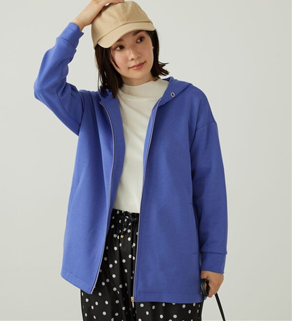 BELLUNA（ベルーナ）の「フードデザインとろみ素材ジップアップパーカー（パーカー）」｜詳細画像