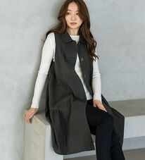 BELLUNA（ベルーナ）の「モダンに体型カバー衿デザインコクーンロングジレ（ベスト）」