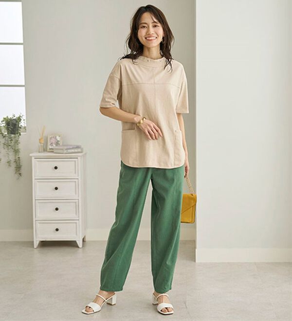 BELLUNA（ベルーナ）の「抗菌防臭綿１００％切替デザインプルオーバー（カットソー）」｜詳細画像