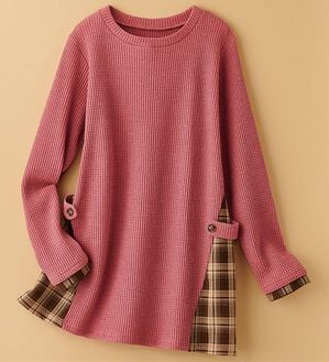 BELLUNA（ベルーナ）の「異素材重ね着風チュニック（チュニック）」｜ローズピンク