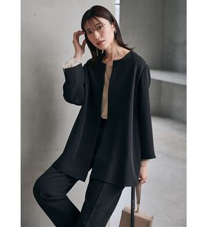 RANAN（ラナン）の「＜２点セット＞洗える！ゆるっとジャケット今どきパンツスーツ（パンツスーツ）」｜ブラック