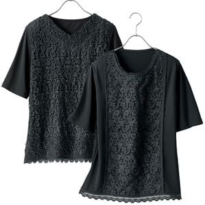 BELLUNA（ベルーナ）の「【２枚組】汗が乾きやすい！フォーマル対応レースデザインブラウス（ブラウス）」｜2枚組