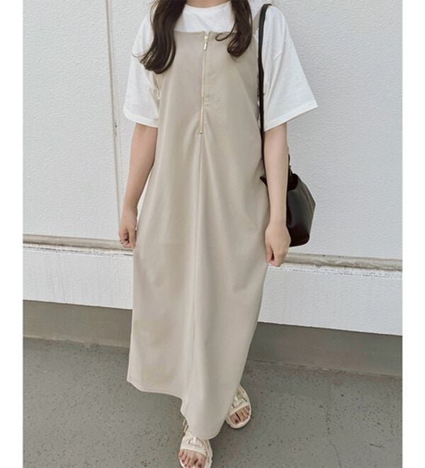 GeeRA（ジーラ）の「ハーフジップキャミワンピース（カットソーワンピース）」｜詳細画像