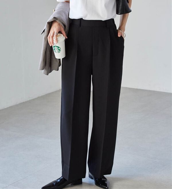 RANAN（ラナン）の「【選べる２丈】機能付！美脚シルエットセンタープレスワイドパンツ（フルレングスパンツ）」｜詳細画像