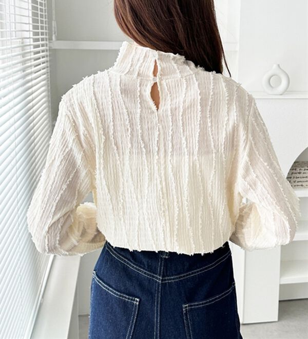 GeeRA（ジーラ）の「シャギージャガードハイネックトップス（カットソー）」｜詳細画像