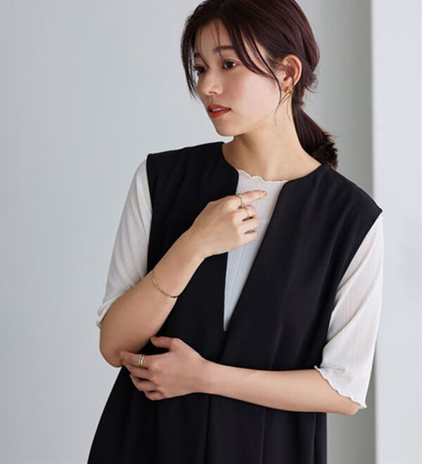 Pierrot（ピエロ）の「５分袖メロートップス（カットソー）」｜詳細画像