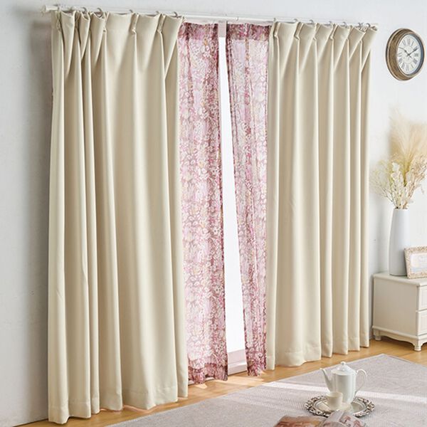 簡単！素敵にコーディネートカーテンセット『プリントレース