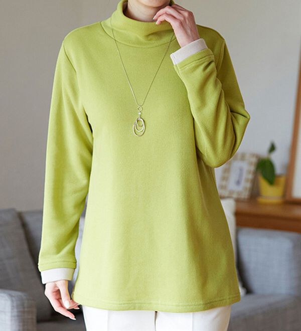 LAVIENNE（ラヴィエンヌ）の「おしゃれな配色あったか裏起毛プルオーバー（カットソー）」｜詳細画像