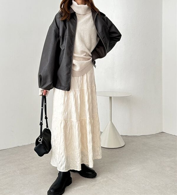 GeeRA（ジーラ）の「ワッシャーボリュームティアードスカート（ロングスカート）」｜詳細画像