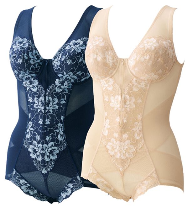 「【２色組】姿勢整うスッキリボディスーツ（ボディスーツ・シェイパー）」｜2色組