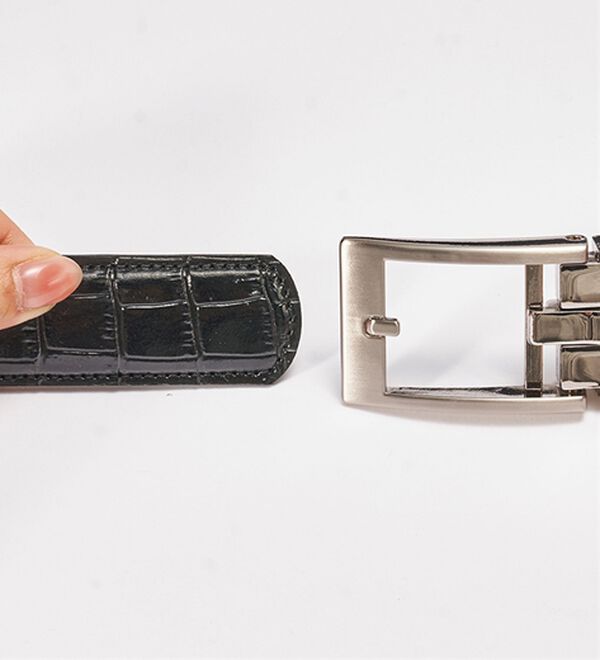 「＜ゴールデンベア＞牛革クロコ型押しコンフォートベルト（メンズベルト）」｜詳細画像