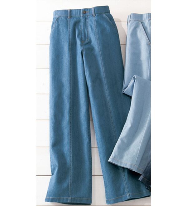 ルフラン（ルフラン）の「涼感翡翠（ひすい）　美脚ジーンズ（フルレングスパンツ）」｜ブルー