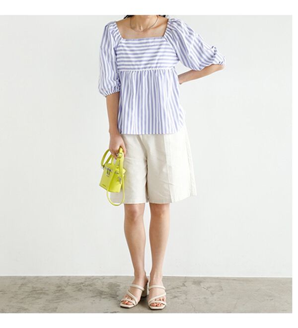 GeeRA（ジーラ）の「スクエアネックストライプ切替ブラウス（ブラウス）」｜詳細画像