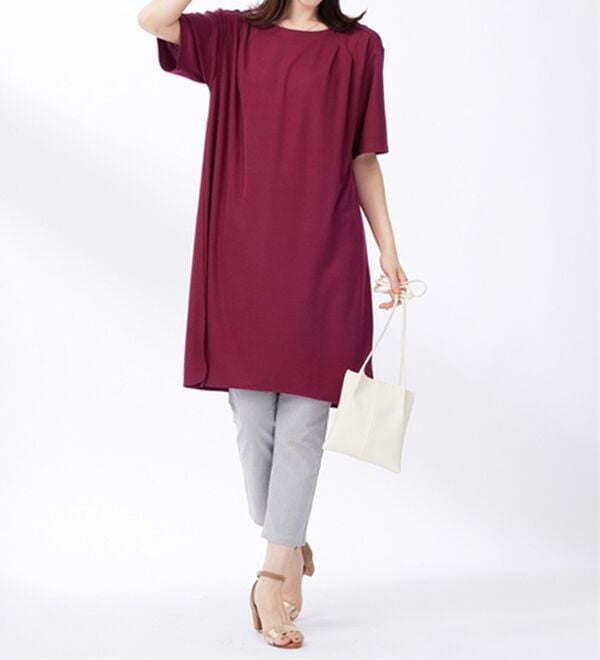 BELLUNA（ベルーナ）の「かのこ素材肩タックデザインワンピース（チュニック）」｜詳細画像