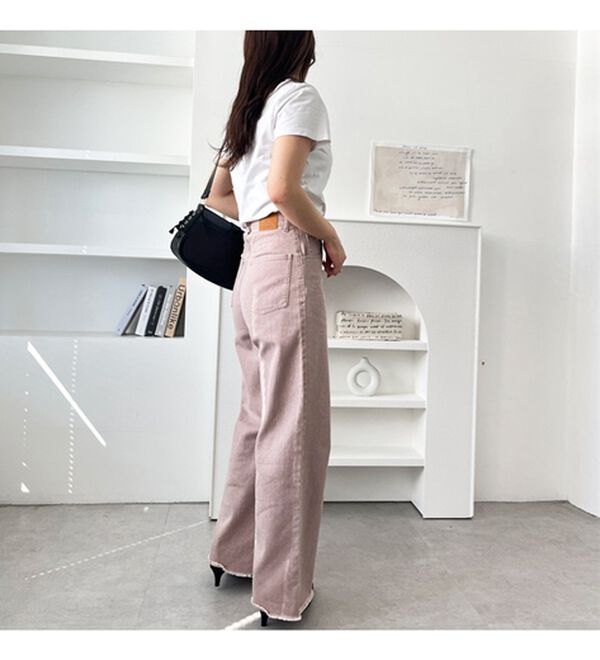 GeeRA（ジーラ）の「オリジナルパッチハイウエストデニム（ワイドパンツ・ガウチョ）」｜詳細画像