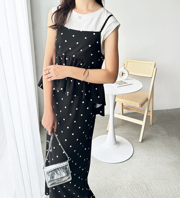 GeeRA（ジーラ）の「楽ちん！ペプラムキャミワンピース（カットソーワンピース）」｜詳細画像