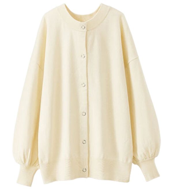 BELLUNA（ベルーナ）の「コットンミックススナップカーディガン（ニットカーディガン）」｜アイボリー