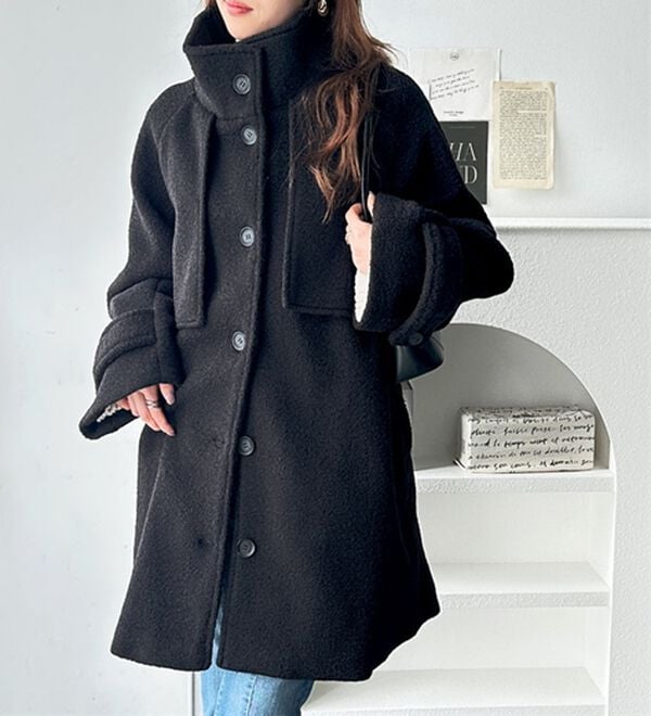 GeeRA（ジーラ）の「リングウールライクスタンドカラーコート（ハーフコート）」｜詳細画像