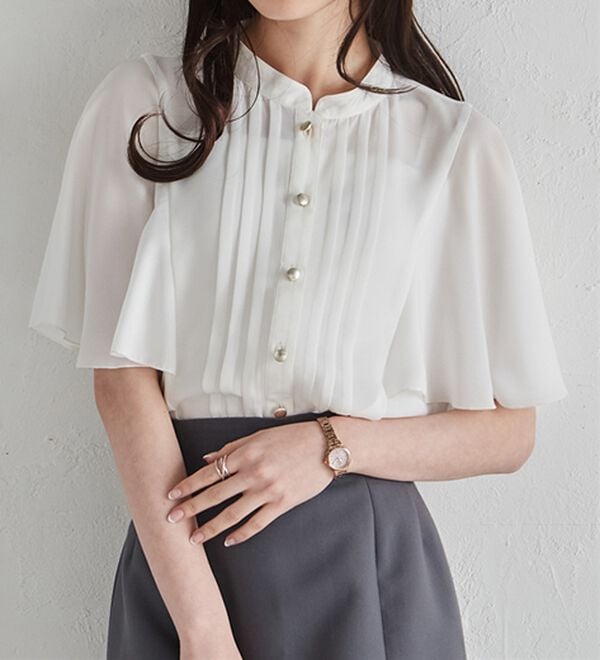 RANAN（ラナン）の「【新色追加】ひんやり！ピンタックフレアー袖ブラウス（ブラウス）」｜詳細画像