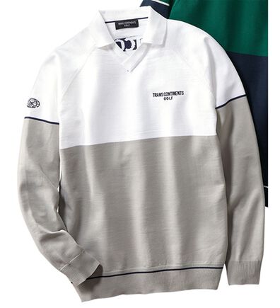 「＜トランスコンチネンツゴルフ＞軽量ドライタッチ衿付セーター（メンズニット・セーター）」