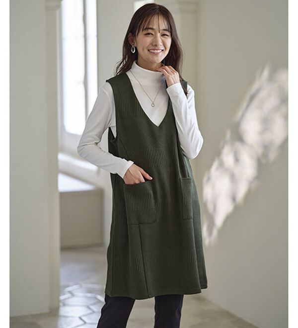 BELLUNA（ベルーナ）の「【２枚組】ジャカード素材切替デザインジャンパースカート（ジャンパースカート）」｜詳細画像