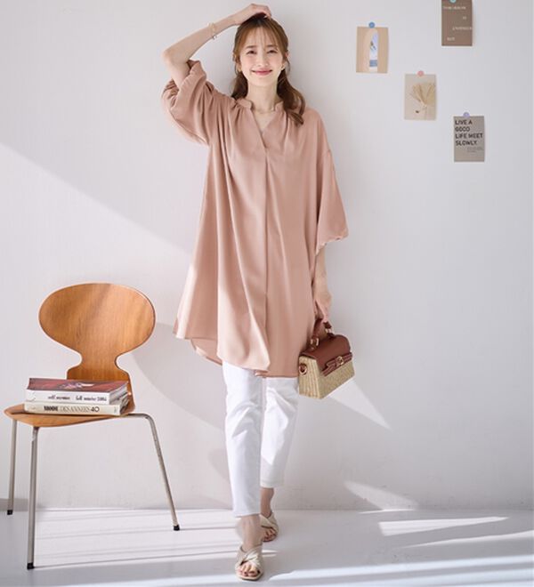 alotta（アロッタ）の「パフ袖とろみブラウスチュニックワンピース（チュニックワンピース）」｜詳細画像