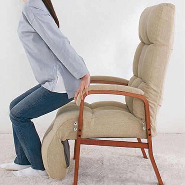 「脚までくつろぐ高さが調整できるレバー式高座椅子（椅子・チェア・スツール）」｜詳細画像