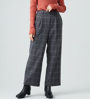 BELLUNA（ベルーナ）の「ウール調ふっくらワイドパンツ（ワイドパンツ・ガウチョ）」｜グレー系チェック