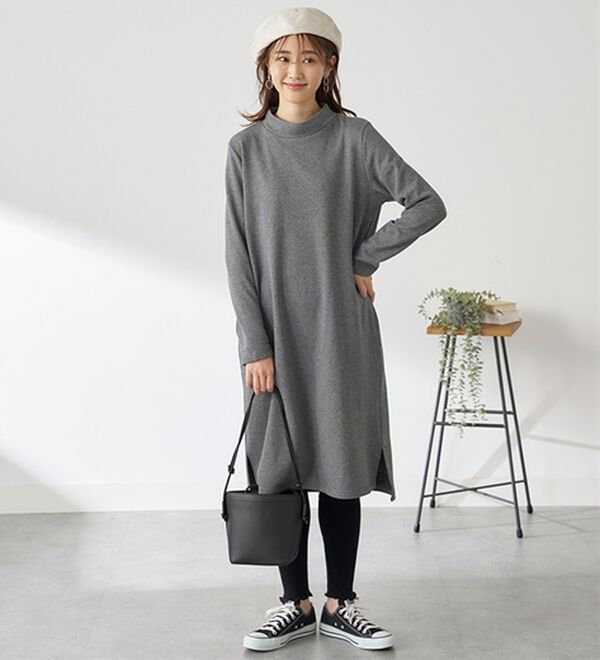 BELLUNA（ベルーナ）の「まるで着る毛布！静電防止付裏ファーお出かけワンピース（カットソーワンピース）」｜詳細画像